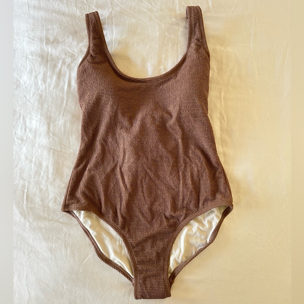 Brown Textured Women's Swimsuit